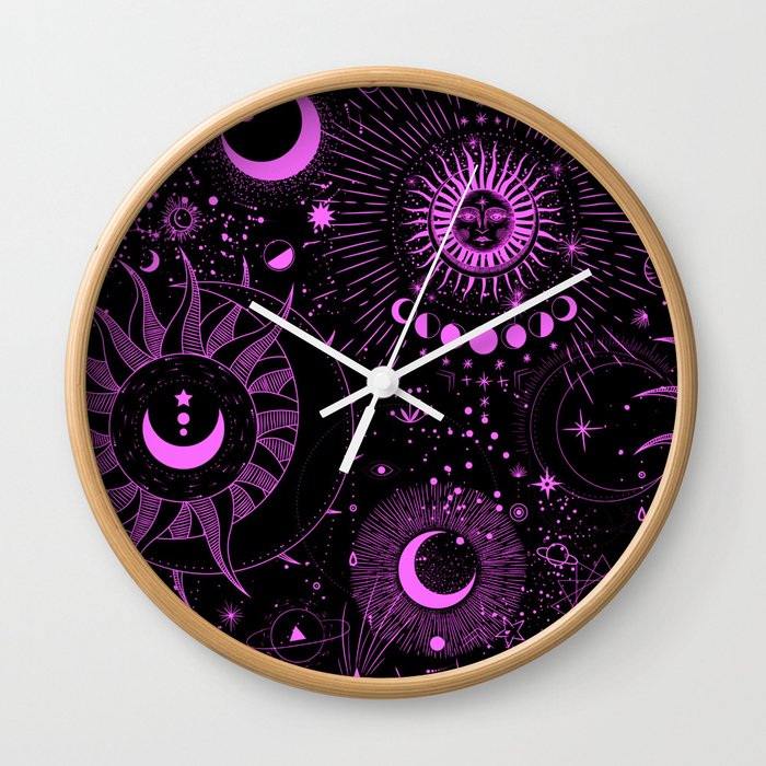 Sun and moon astrology pattern Wall Clock
