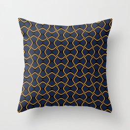 Geometric pattern no.2 with black, blue and gold Throw Pillow