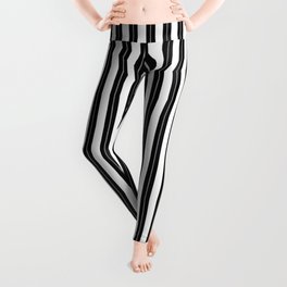Small White and Jet Black Cabana Beach Perforated Stripes Leggings