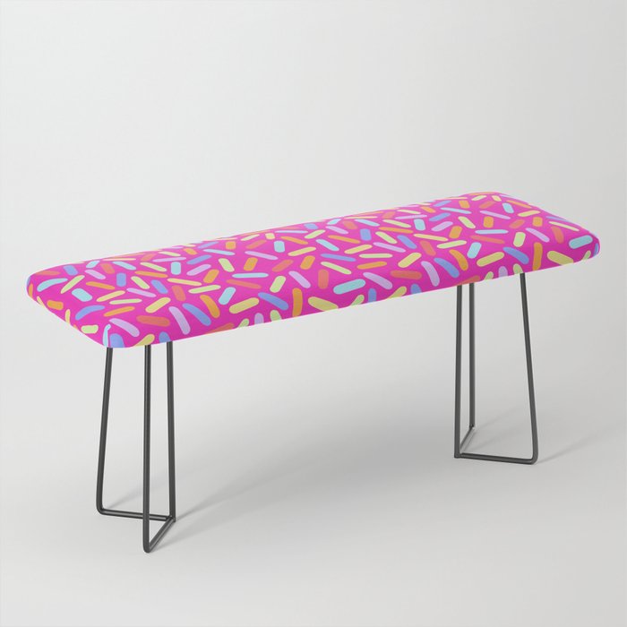 Dessert Digital Rainbow Sprinkles on Hot Pink Graphic Pattern Bench