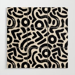 Black & White Psychedelic Shapes Wood Wall Art