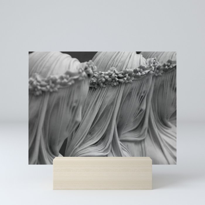 The Veiled Vestal Virgins marble sculpture by Raffaelo Mont black and white photograph Mini Art Print