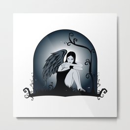 Evenfall Metal Print | Gothic, Arch, Angel, Wings, Darkangel, Scary, Darkness, Garden, Dark, Goth 