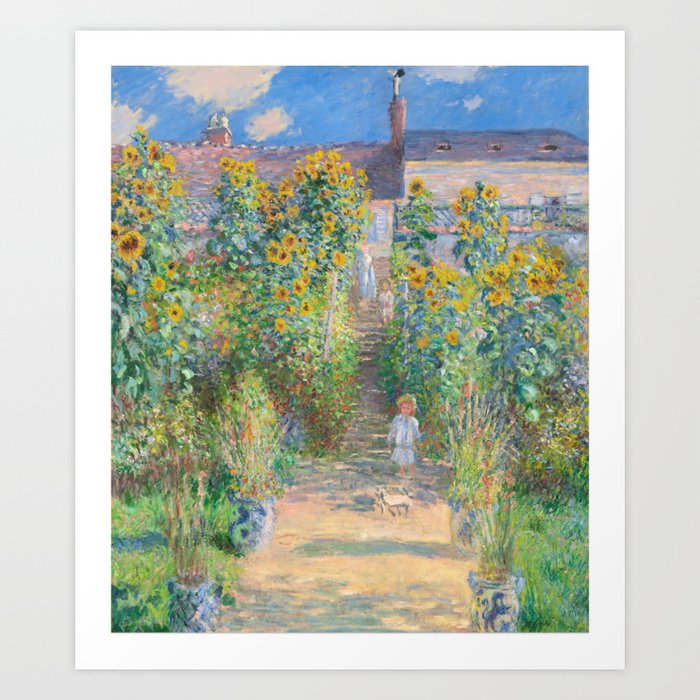 French Impressionist Landscape of Sunflower Farm by Claude Monet Art Print