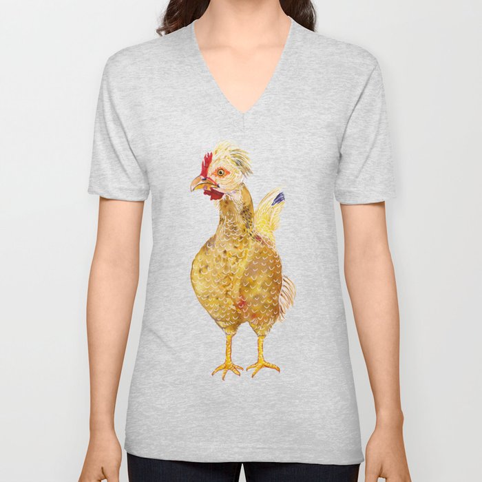Emily the Chicken V Neck T Shirt
