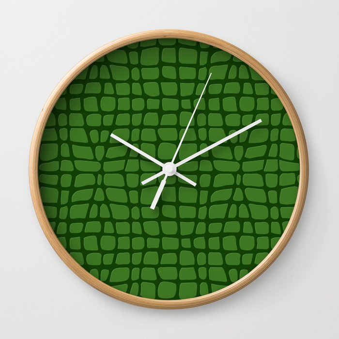 Green Crocodile Skin Wall Clock