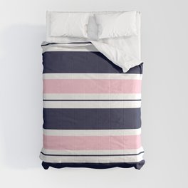 Blue Navy and Pink Stripes Comforter