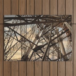 France Photography - Inside Of The Eiffel Tower Outdoor Rug