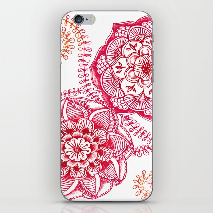 Pink Floral Doodle iPhone Skin