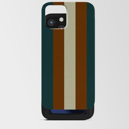 Burnt teal beige dusty retro 60S stripes iPhone Card Case