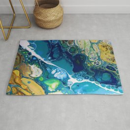 Where the Rivers Flow Rug | Underwaterrocks, Differentblues, Earthencolours, Riverflow, Riverbed, Coolbluewater, Waterandpebbles, Rockpattern, Coolwater, Painting 