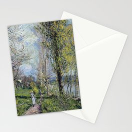 Alfred Sisley - Banks of the Seine at By Stationery Card