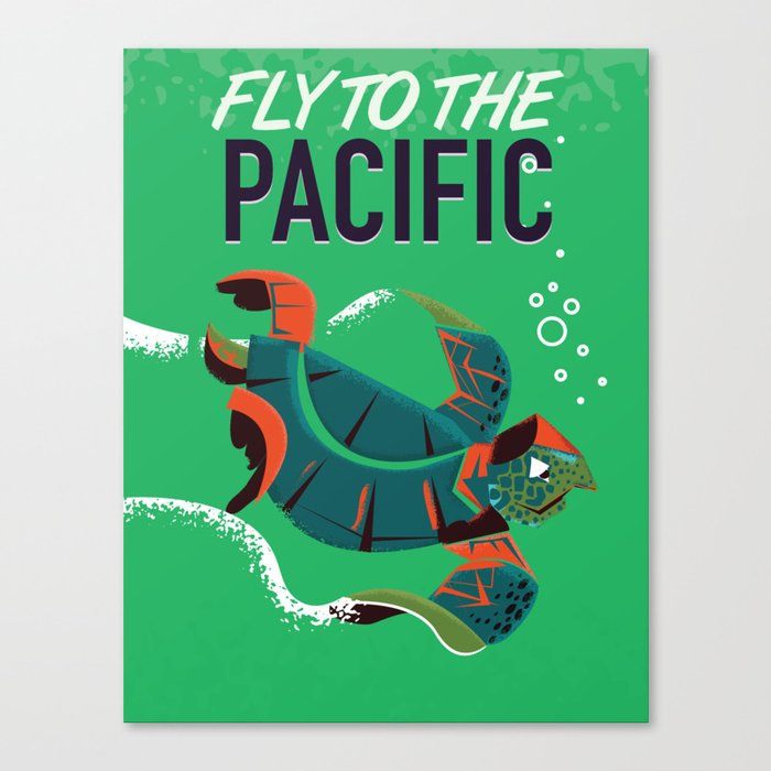 Fly to the Pacific vintage travel poster Canvas Print