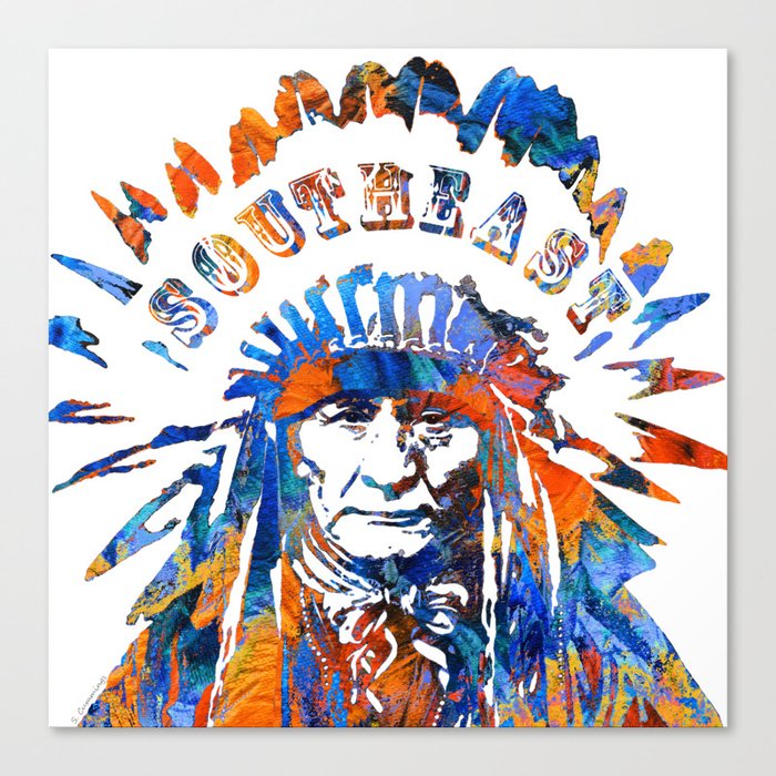 Southeast Native American Logo Design by Sharon Cummings Canvas Print