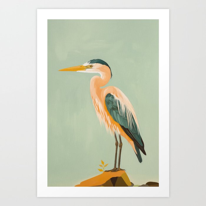 Bird Study O - Blue Heron Art Print