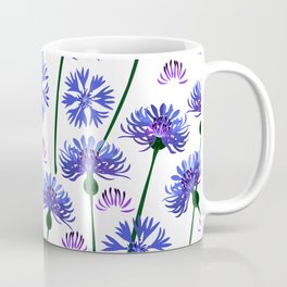  Garden with cornflowers, wild flowers, white background. Coffee Mug