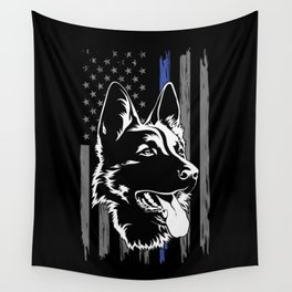 German Shepherd Police Dog American Flag Wall Tapestry