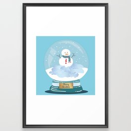 snowman in a snowball globe (light blue ) Framed Art Print