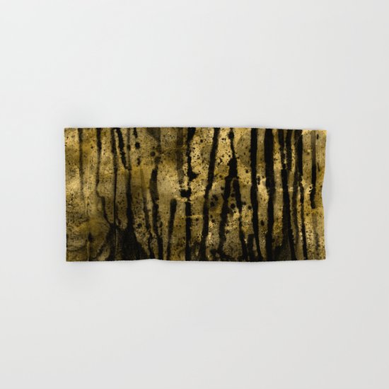 Black and Gold grunge modern abstract ink background Hand & Bath Towel