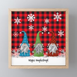 Christmas Gnome Lumberjack Plaid Framed Mini Art Print