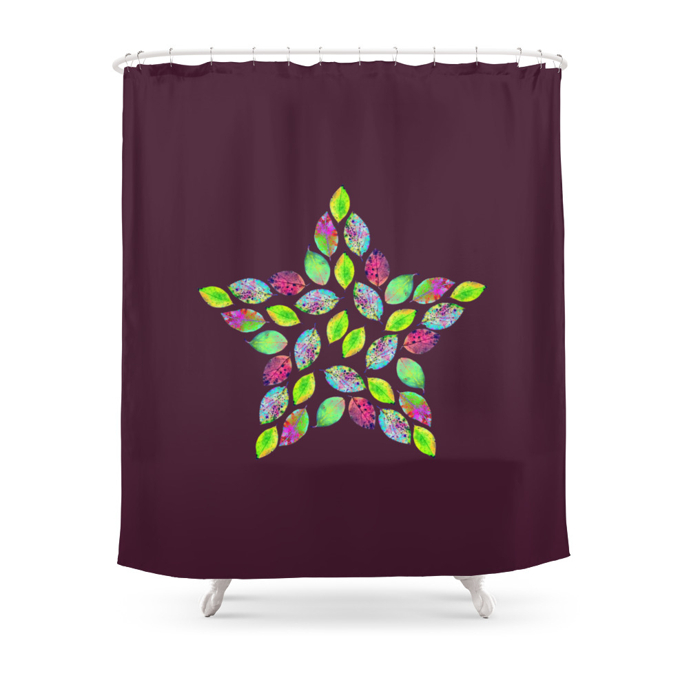 Leaf Star Shower Curtain by patpatpatterns