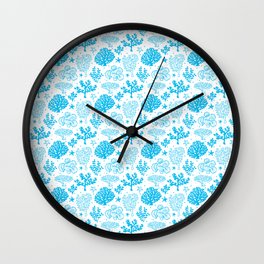 Turquoise Coral Silhouette Pattern Wall Clock