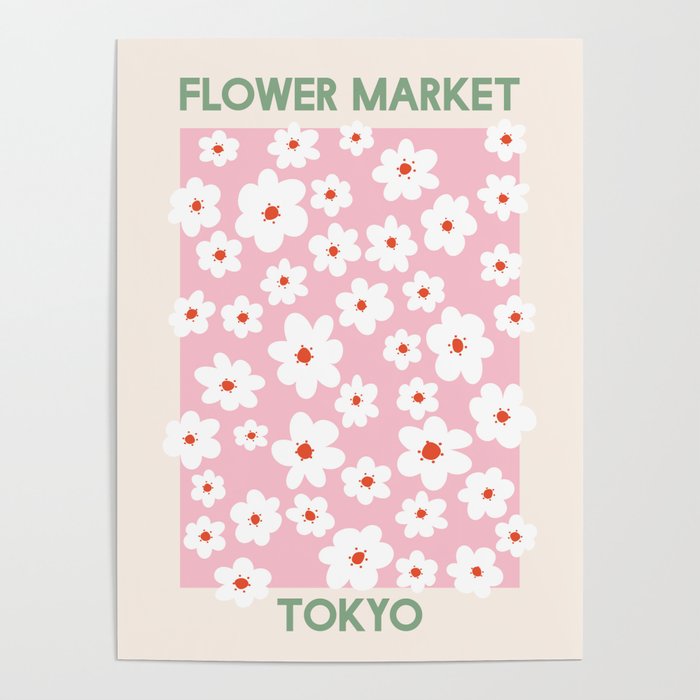 Flower Market Tokyo Cherry Blossoms Poster