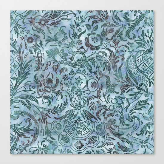 Watercolor Damask Pattern 08 Canvas Print