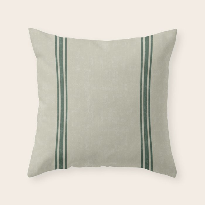 Vintage Country French Grainsack Green Stripes Linen Color