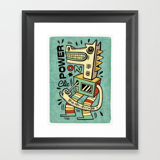 Power on - blue Framed Art Print