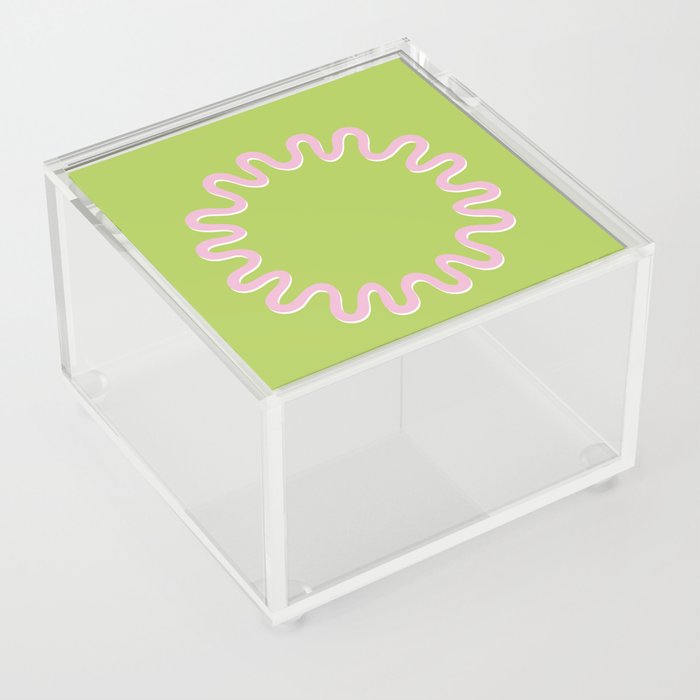 Waves Circle Frame - Pink Green Acrylic Box