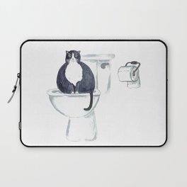Tuxedo cat toilet Painting Wall Poster Watercolor  Laptop Sleeve