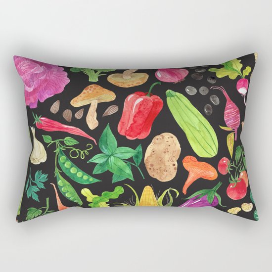 VEGGIES in black Rectangular Pillow