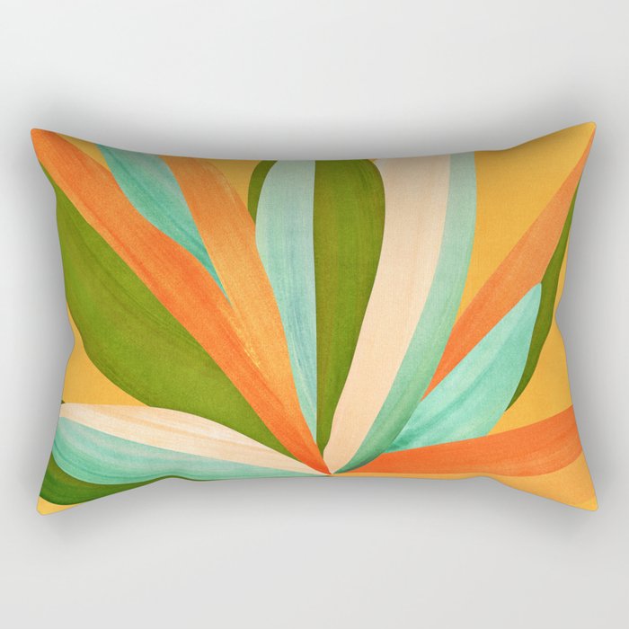 Summer Cactus Botanical Painting Rectangular Pillow