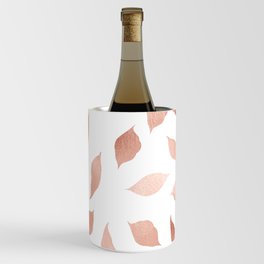 Elegant Abstract Botanical Rose Gold Leaves Pattern Wine Chiller