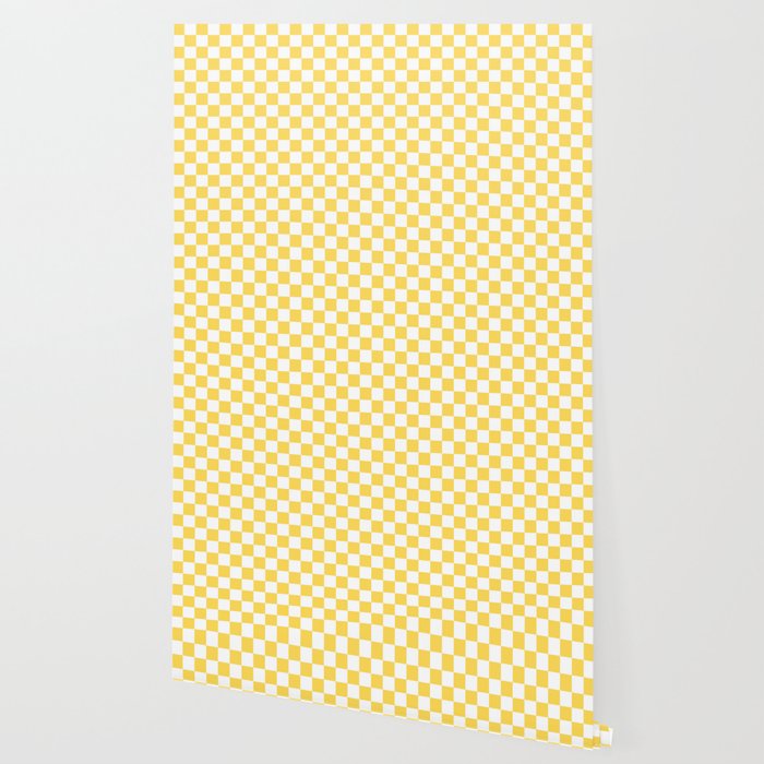 Mustard Yellow And White Checkerboard Pattern Wallpaper By Roneric Society6