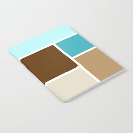 Mid Century Modern Color Blocks // Caribbean Blue, Ocean Blue, Dark Brown, Coffee Brown, Khaki Notebook