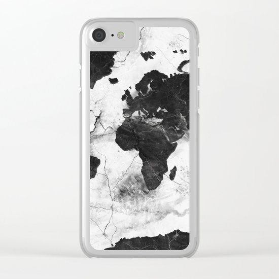 world map marble 3 Clear iPhone Case