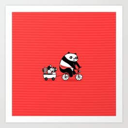 Cacti delivery. Panda on bicycle. Art Print