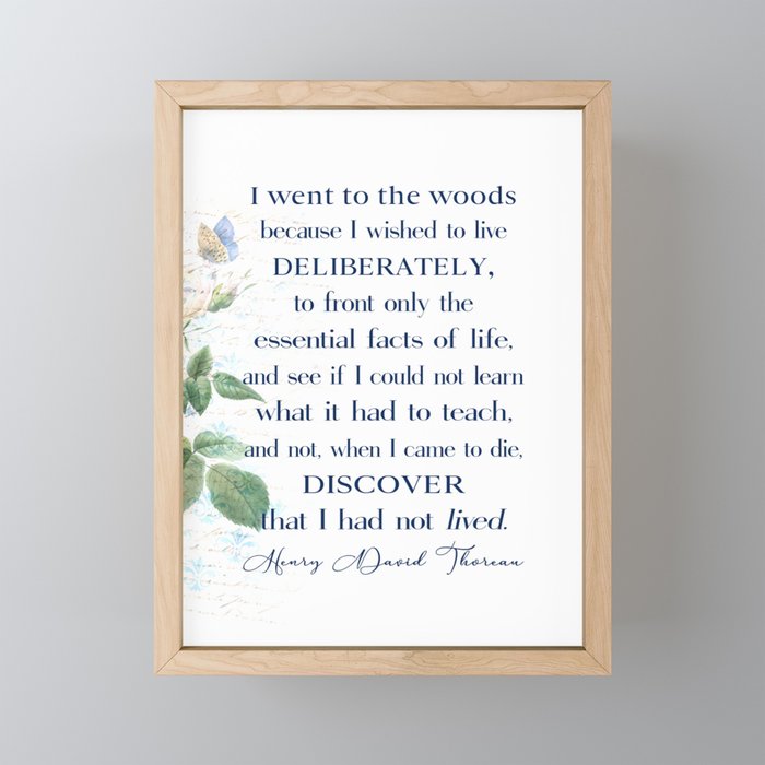 Henry David Thoreau Quote, Walden Life in the Woods Poetry Art Framed Mini Art Print