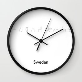 Sweden Stockholm Gothenburg Visby Canals Avenyn street medievel town Digital Drawing Travel CityScap Wall Clock