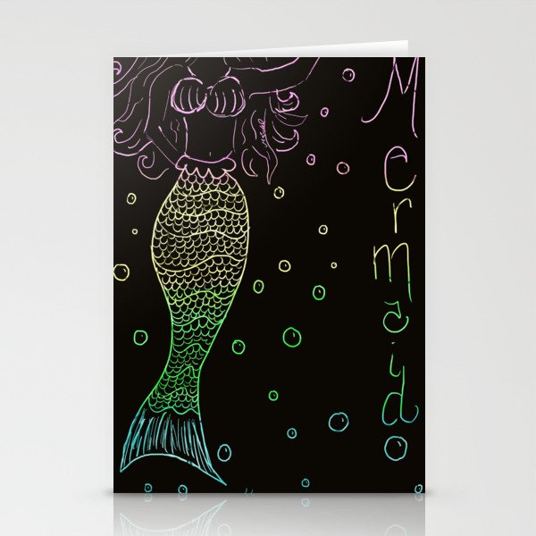 Mermaid In The Dark Stationery Cards