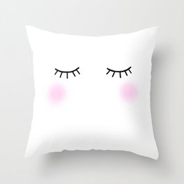 Cute Eyelash With Pink Cheeks Throw Pillow