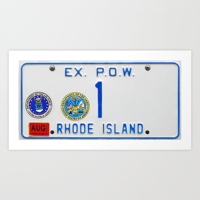 Rhode Island License Vanity Plate No. 1 Ex. POW - Ocean State photographic portrait Art Print