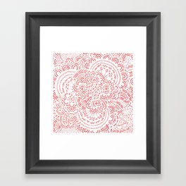 Red and White Dash Pattern Framed Art Print