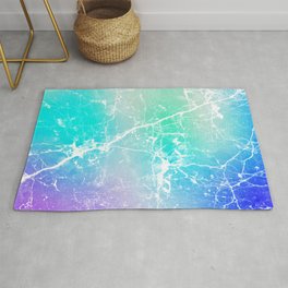 Modern turquoise purple watercolor abstract marble Rug