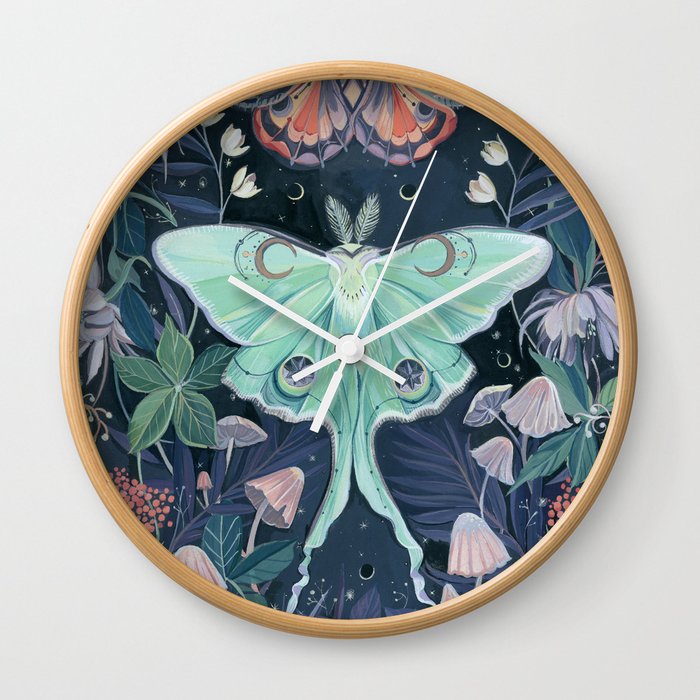 Luna Moth Wall Clock