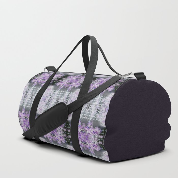 Purple Gray Tree Mirrored Pattern. Duffle Bag