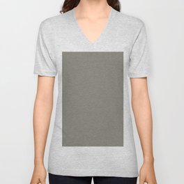 Dark Green-Gray Solid Color Pantone Dried Sage 17-0208 TCX Shades of Yellow Hues V Neck T Shirt