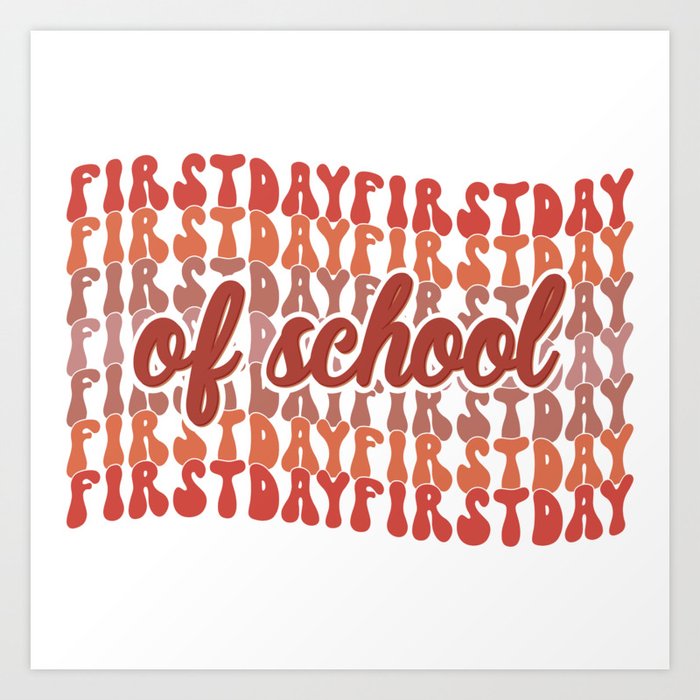 First day of school retro vintage art Art Print